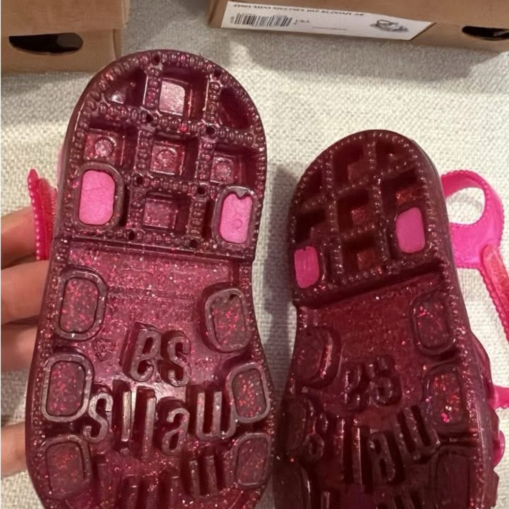 Mini Melissa Green and Pink Floral Sandals, used once - Picture 3 of 3